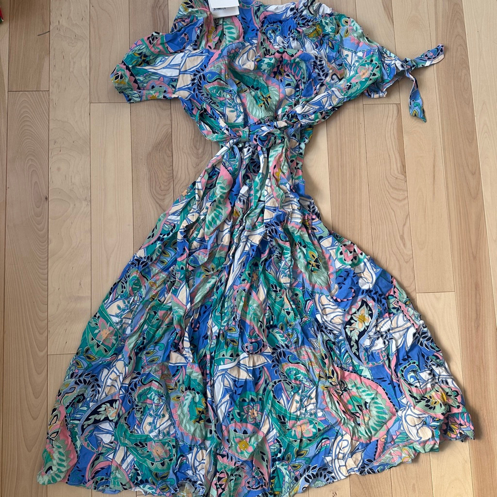 Seraphine Blue and Green Midi Dress - Picture 10 of 10